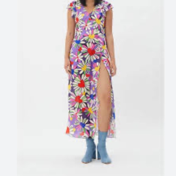 Weekday midi dress with wrap detail in ditsy floral Sz S Women Fun Flowy - Picture 2 of 10